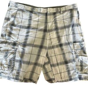 EUC - Burnside Big & Tall Men’s Black/White Plaid Cargo Shorts - Size 46